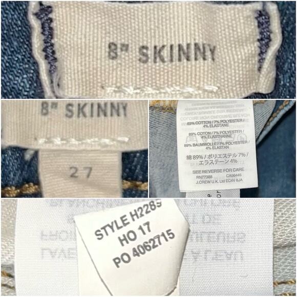 Madewell 8" Mid Rise Skinny Jeans in Ames Wash Medium Blue women's size 27 - Picture 4 of 15